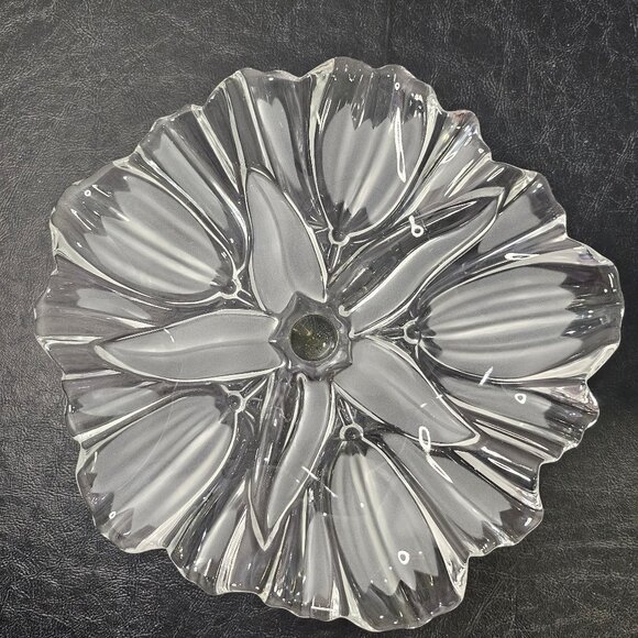 Mikasa Round Compote Tulips Satin Frosted Glass Pedestal Footed Compote - Picture 4 of 12